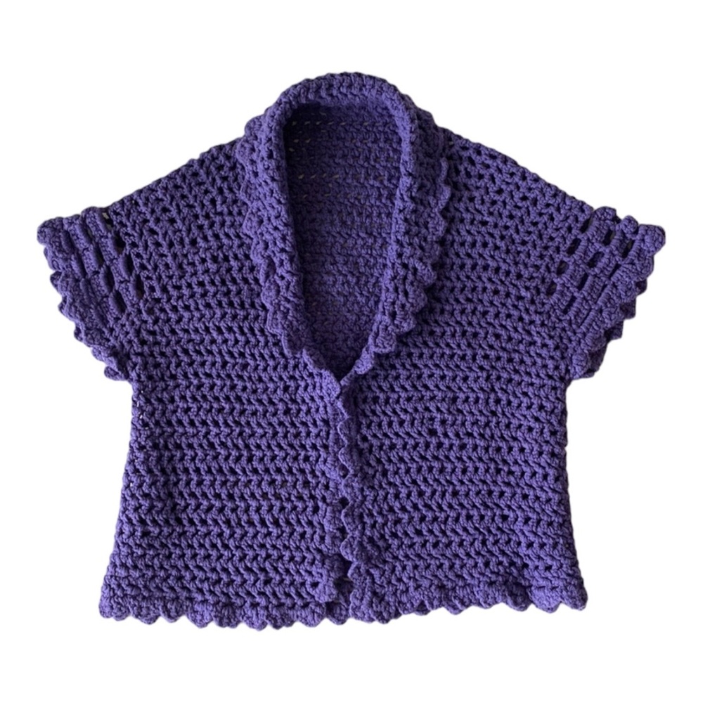 Handmade purple crochet cardigan, size XS-S